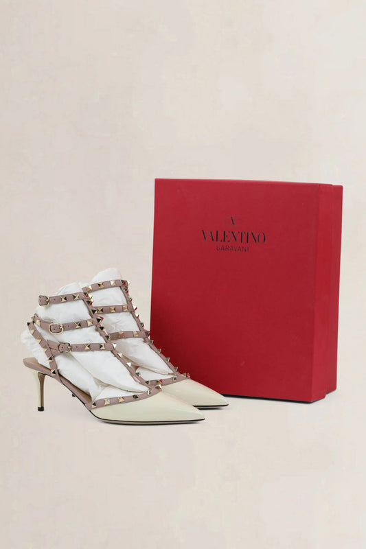 Valentino Garavani Ivory Rockstud Caged Pumps