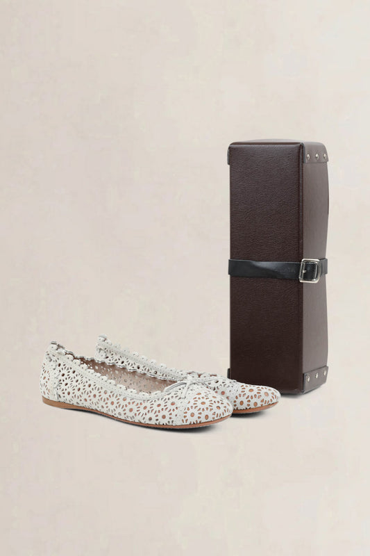 Alaïa White Leather Ballet Flats