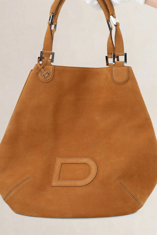 Delvaux Cognac Nubuck Louise Shoulder Bag