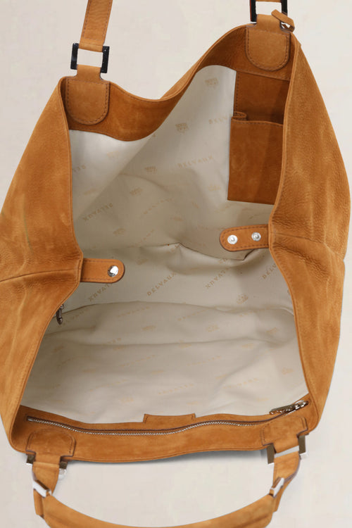 Delvaux Cognac Nubuck Louise Shoulder Bag