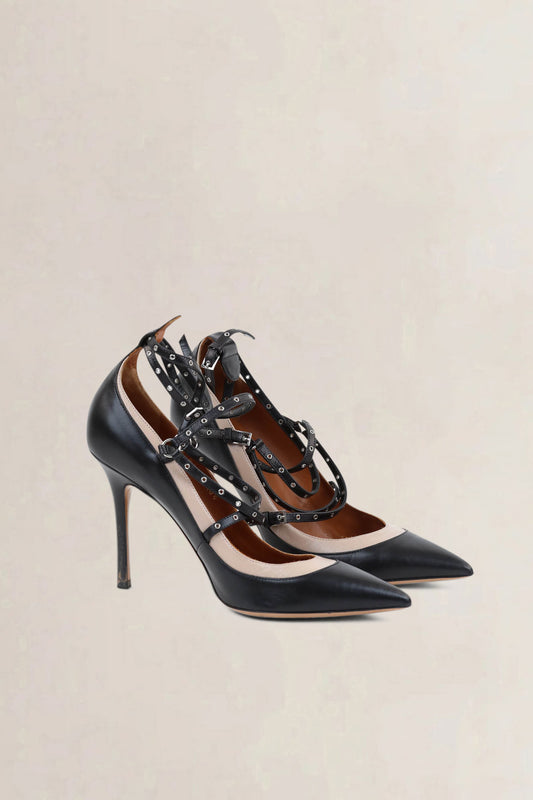 Valentino Garavani Black/Beige Love Latch Pumps