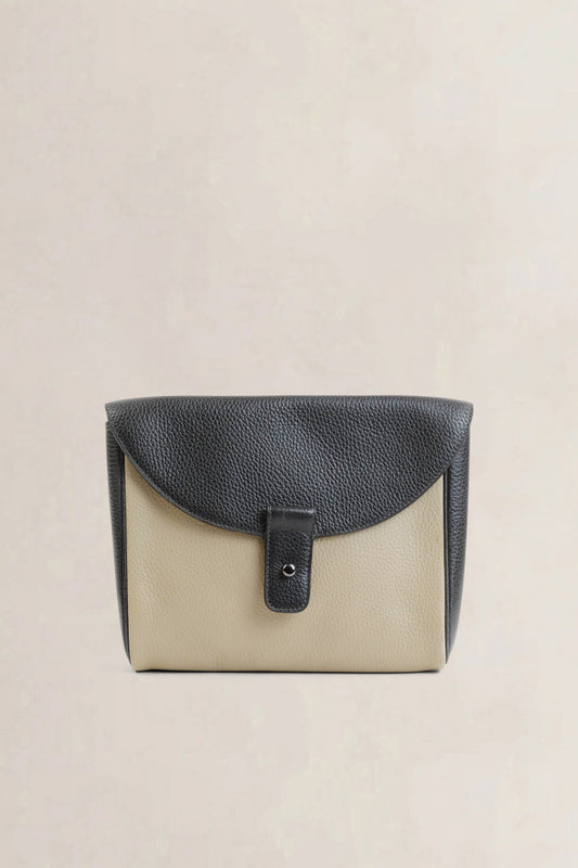 Delvaux Black/Beige Enveloppe Clutch