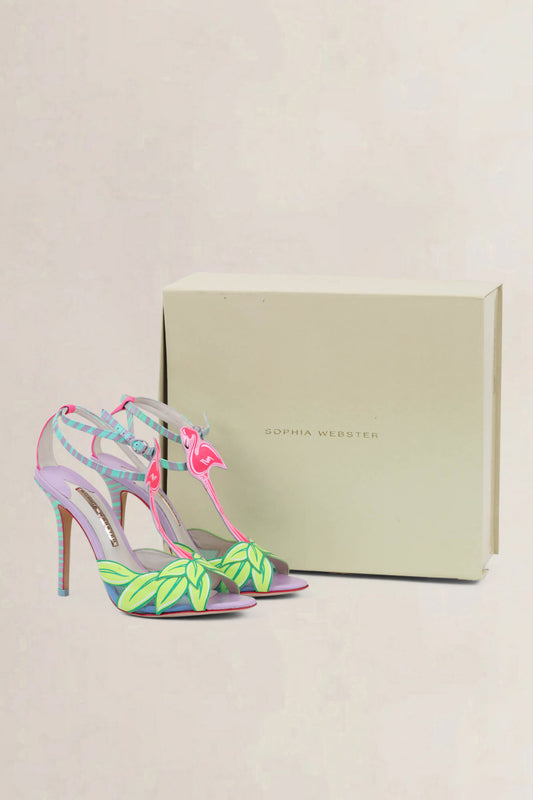 Sophia Webster Multicolor Patent Leather Flamingo Heels