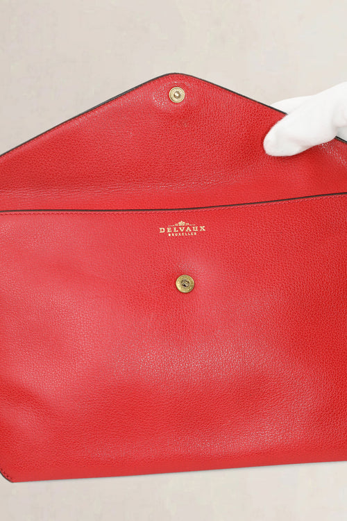 Delvaux Red Leather Clutch