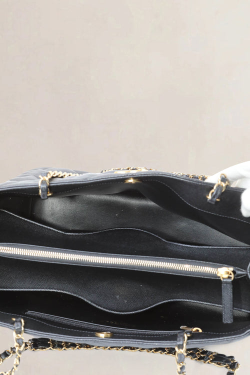 Chanel Black Caviar Quilted Shopping Bag