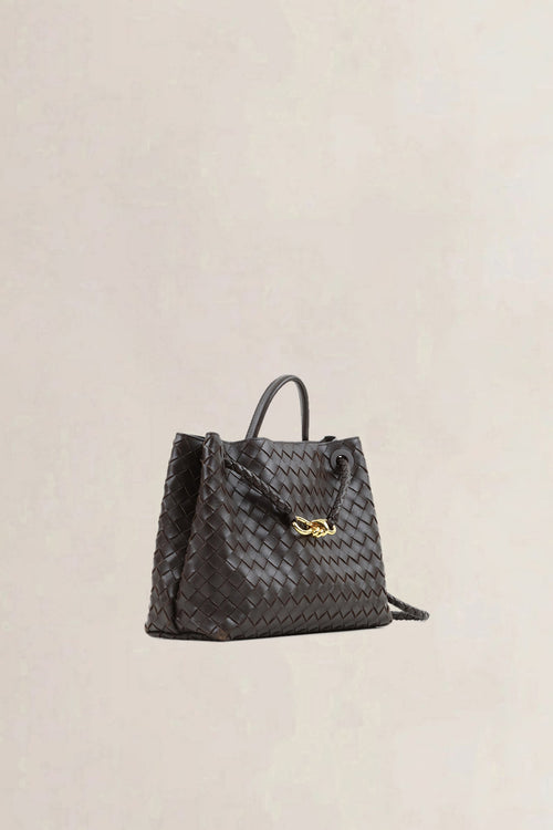 Bottega Veneta Brown Intrecciato Leather Medium Andiamo Shoulder Bag