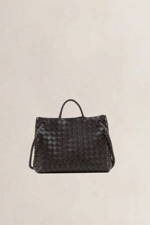 Bottega Veneta Brown Intrecciato Leather Medium Andiamo Shoulder Bag