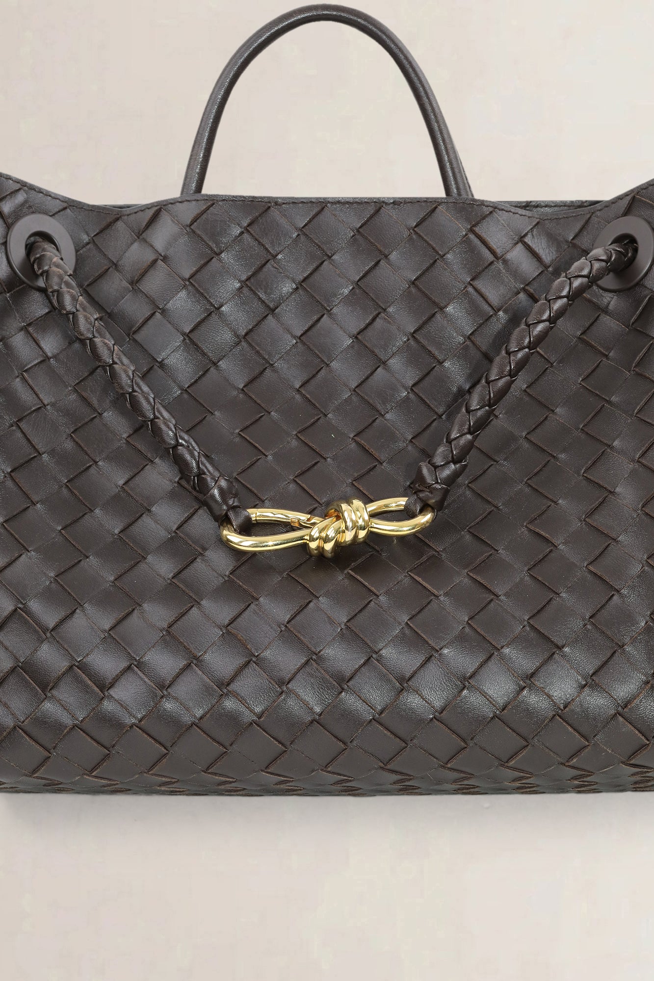 Bottega Veneta Brown Intrecciato Leather Medium Andiamo Shoulder Bag