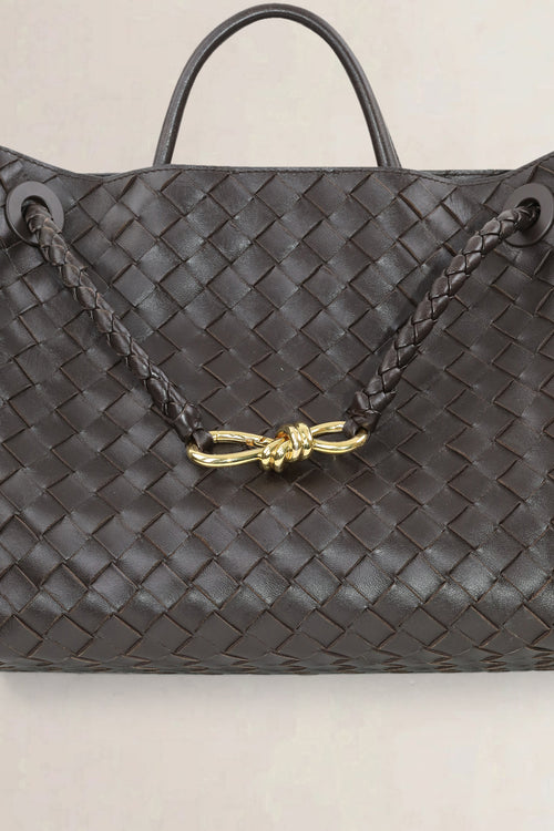 Bottega Veneta Brown Intrecciato Leather Medium Andiamo Shoulder Bag