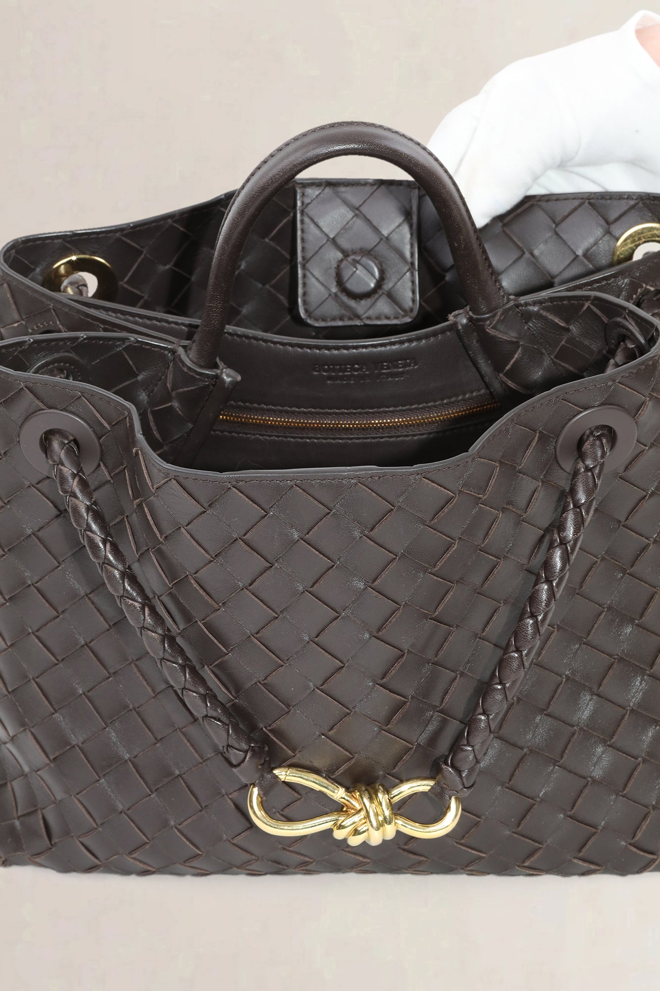 Bottega Veneta Brown Intrecciato Leather Medium Andiamo — preloved