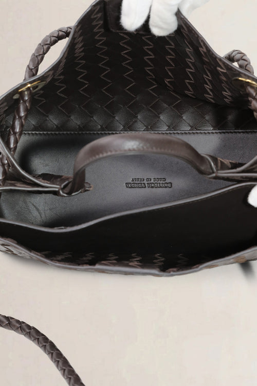 Bottega Veneta Brown Intrecciato Leather Medium Andiamo Shoulder Bag