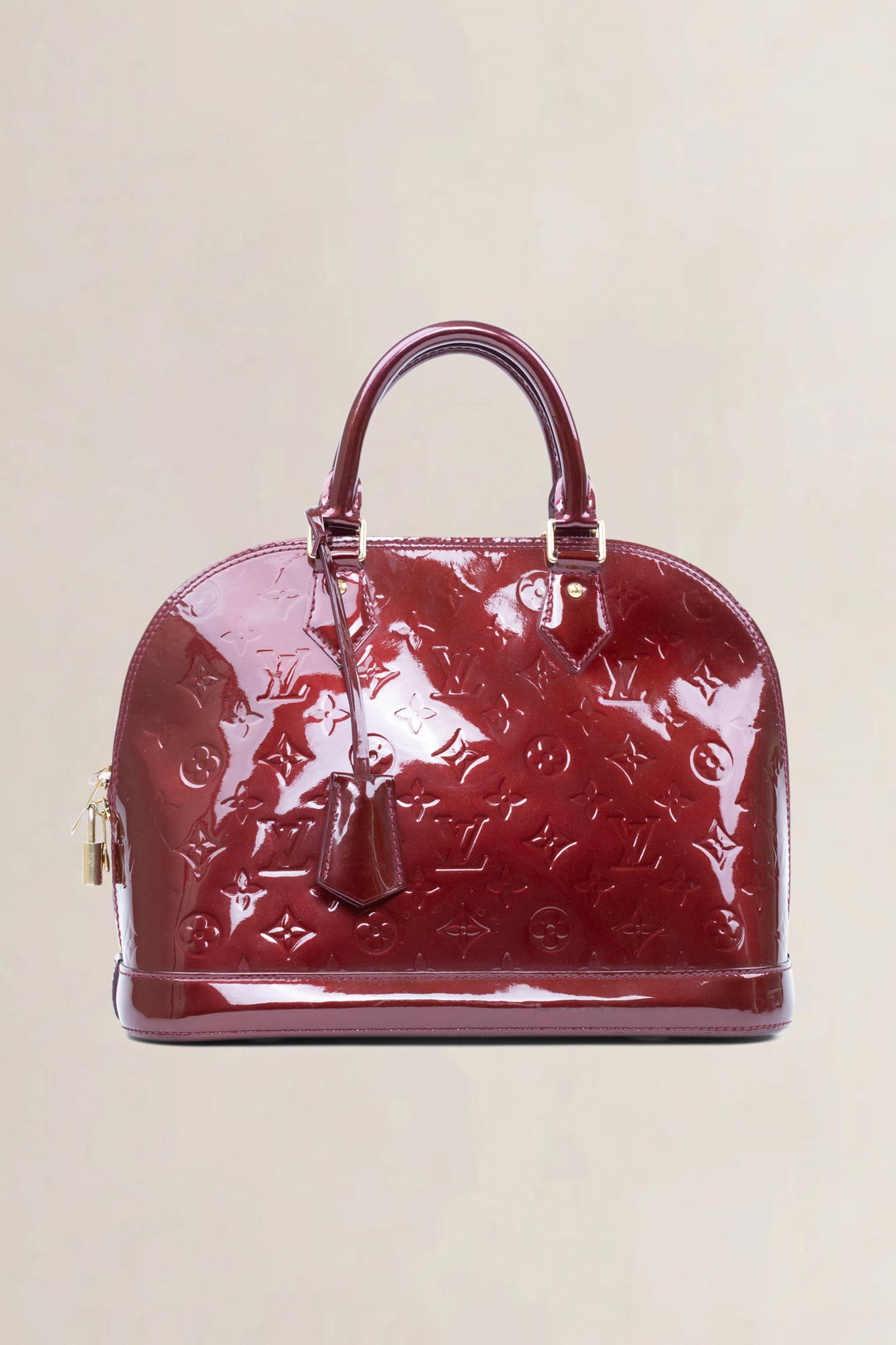 Louis Vuitton Red Vernis Alma PM Top Handle Bag