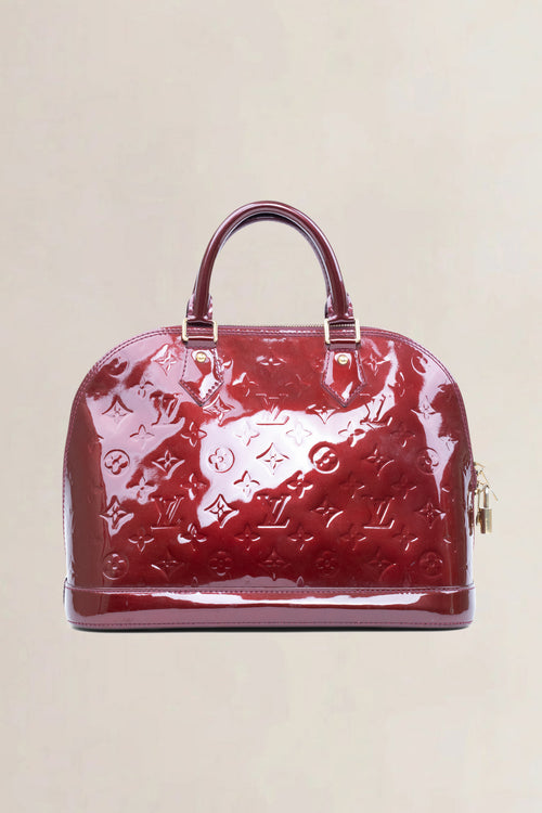 Louis Vuitton Red Vernis Alma PM Top Handle Bag