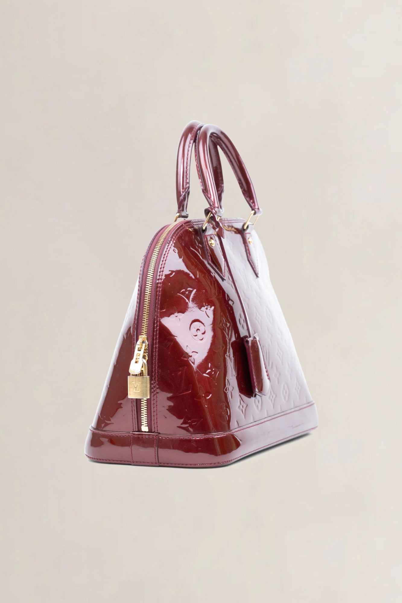 Louis Vuitton Red Vernis Alma PM Top Handle Bag