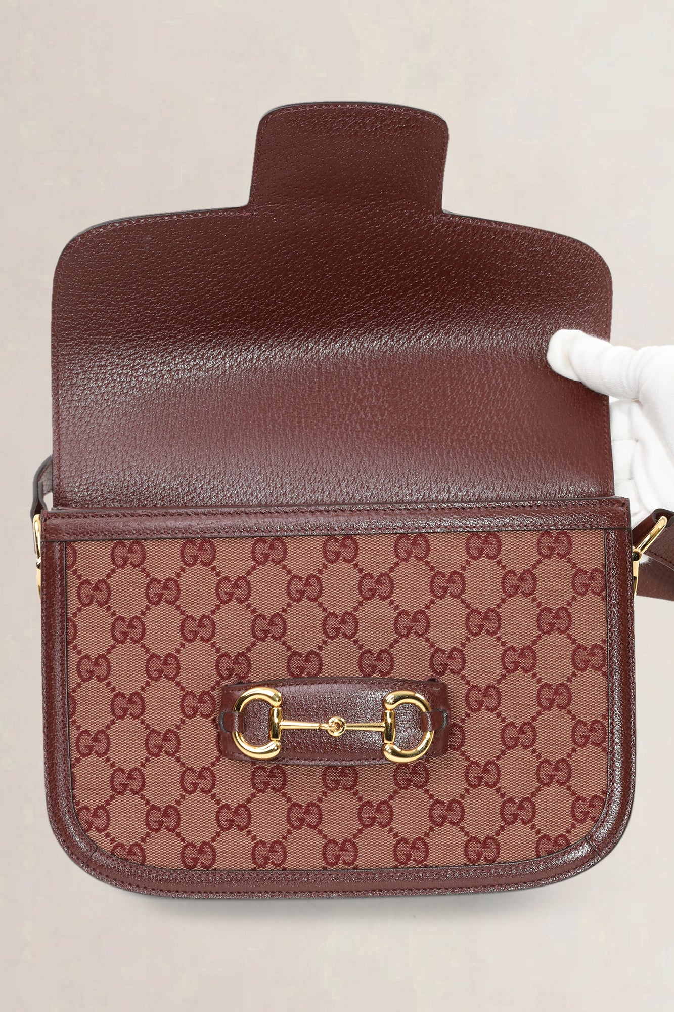 Gucci Burgundy Horsebit Crossbody Bag