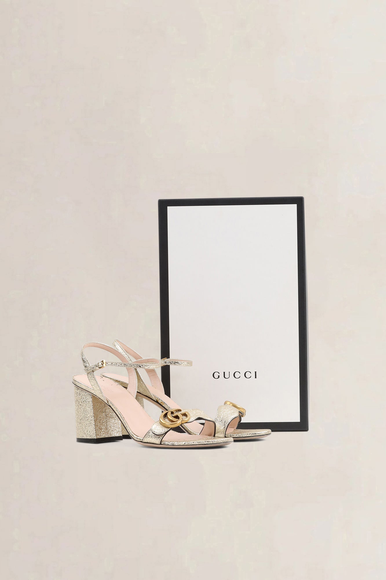 Gucci Gold Metallic Marmont Sandals