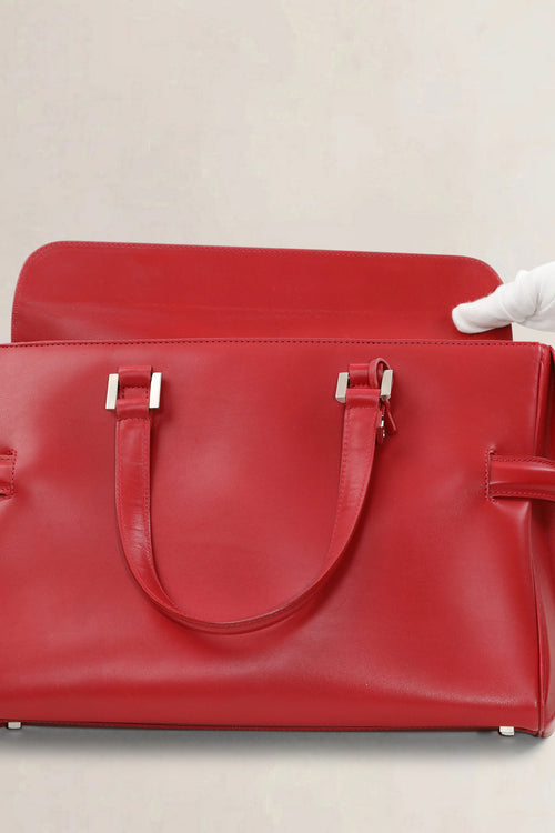 Delvaux Red Tempête Business Top Handle Bag