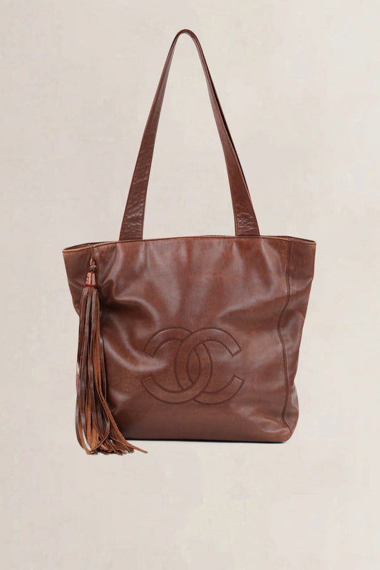 Chanel Brown Leather CC Shoulder Bag