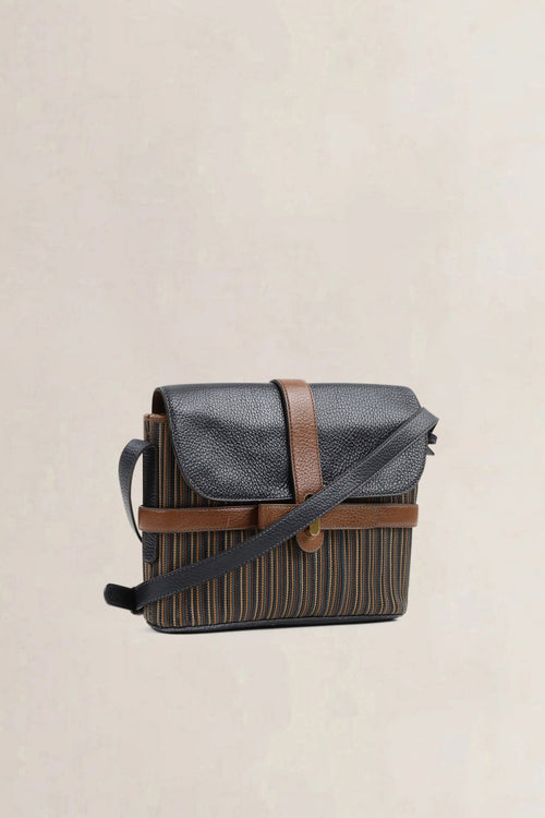 Delvaux Brown/Blue Toile De Cuir Crossbody Bag
