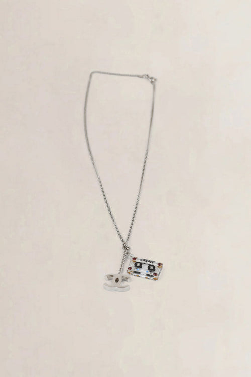 Chanel 2004 Silver CC Cassette Tape Necklace