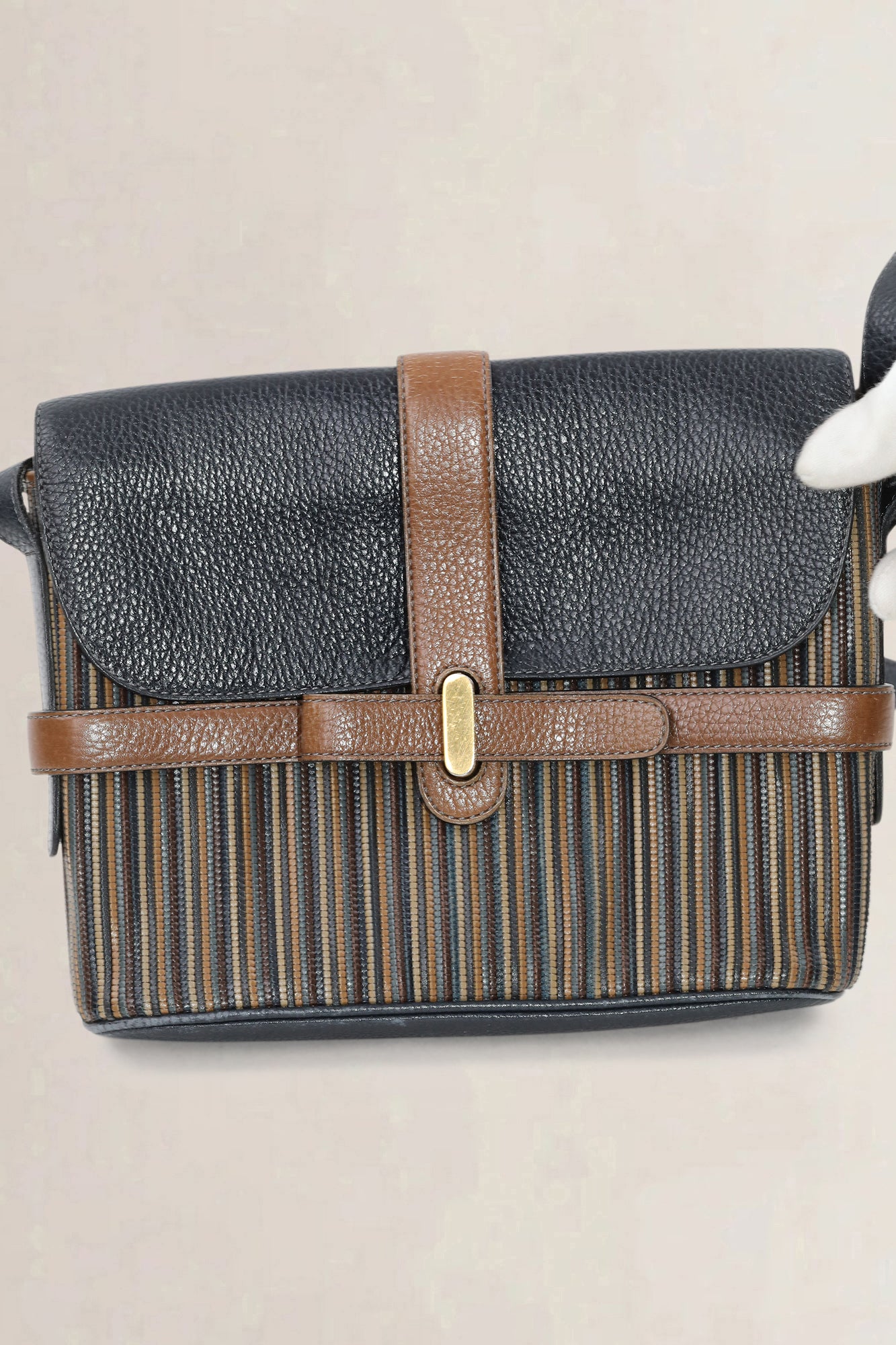 Delvaux Brown/Blue Toile De Cuir — vintage