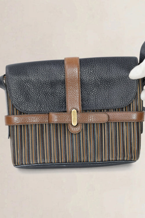 Delvaux Brown/Blue Toile De Cuir Crossbody Bag
