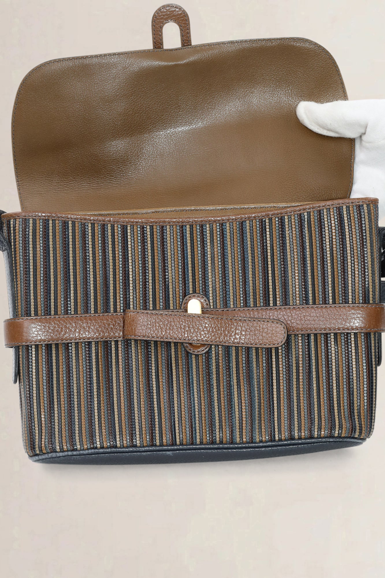 Delvaux Brown/Blue Toile De Cuir — vintage