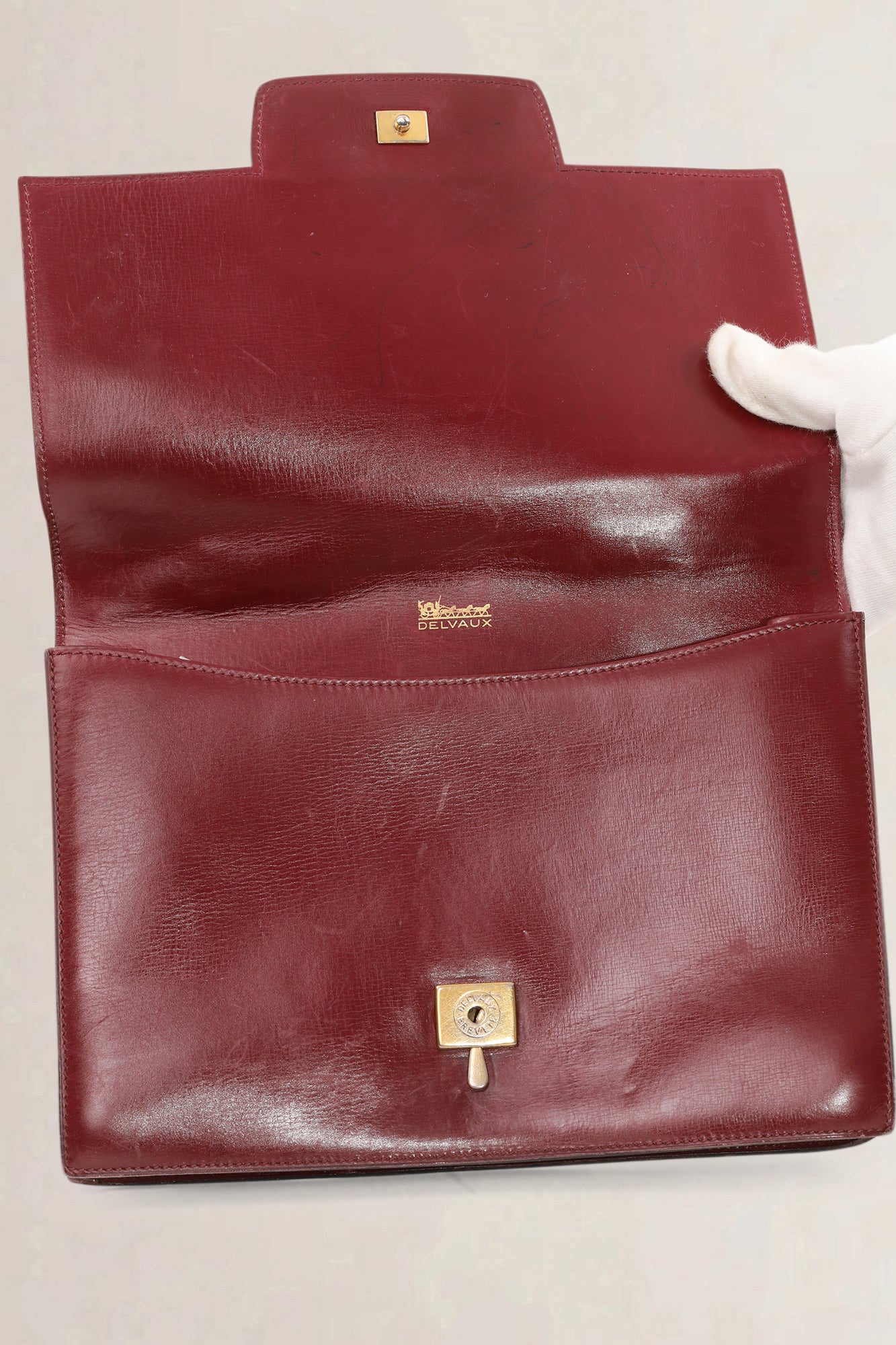 Delvaux Burgundy Top Handle Bag