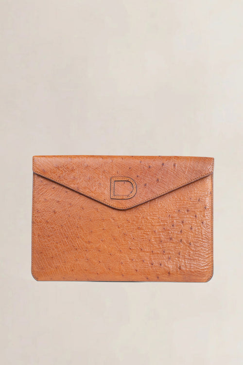 Delvaux Camel Ostrich Clutch