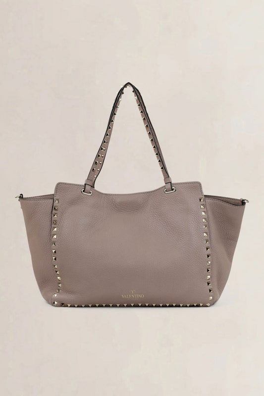 Valentino Garavani Grey Rockstud Shopping Bag