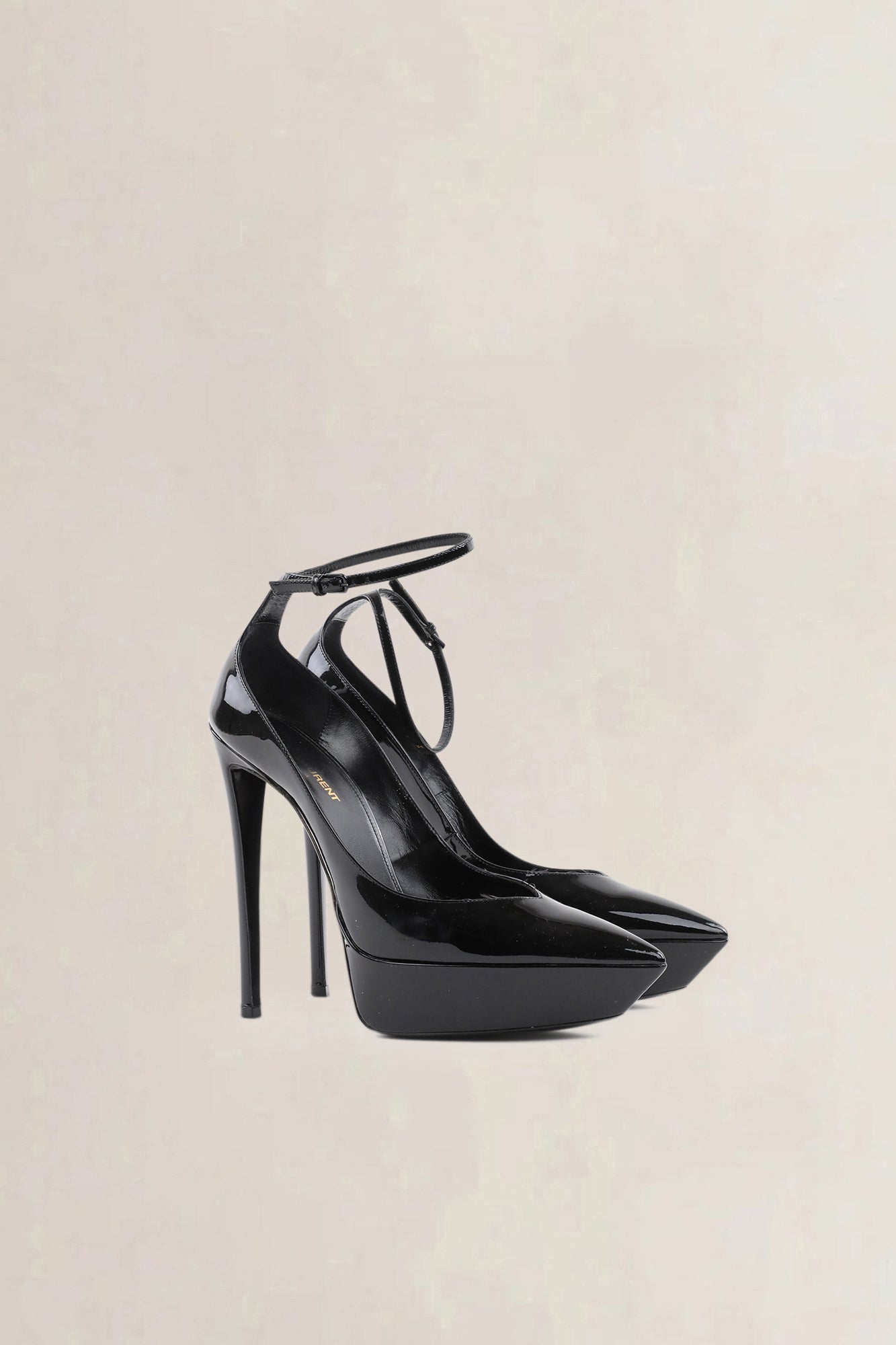 YSL Black Patent Leather Betty Ankle Strap Pumps