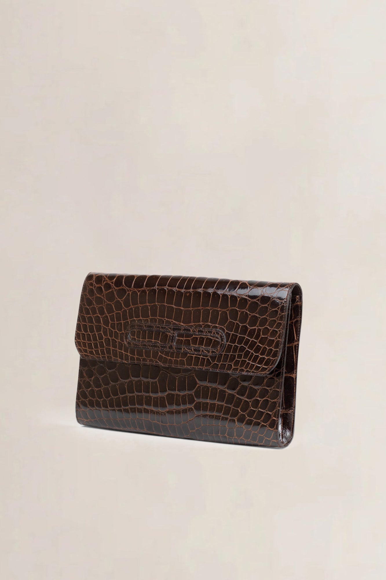 Delvaux Brown Croco Clutch