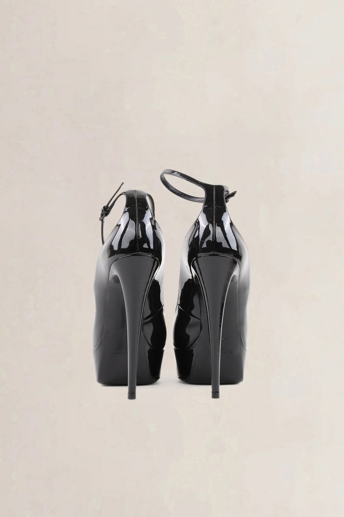 YSL Black Patent Leather Betty Ankle Strap Pumps