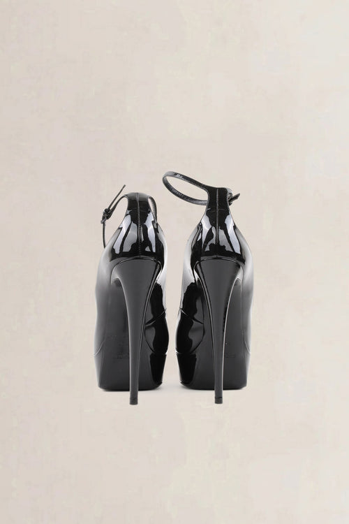 YSL Black Patent Leather Betty Ankle Strap Pumps