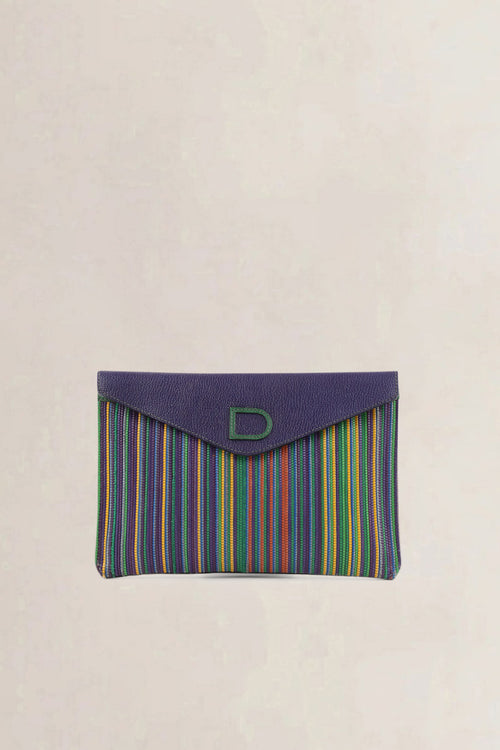 Delvaux Blue/Purple/Green Toile De Cuir Clutch