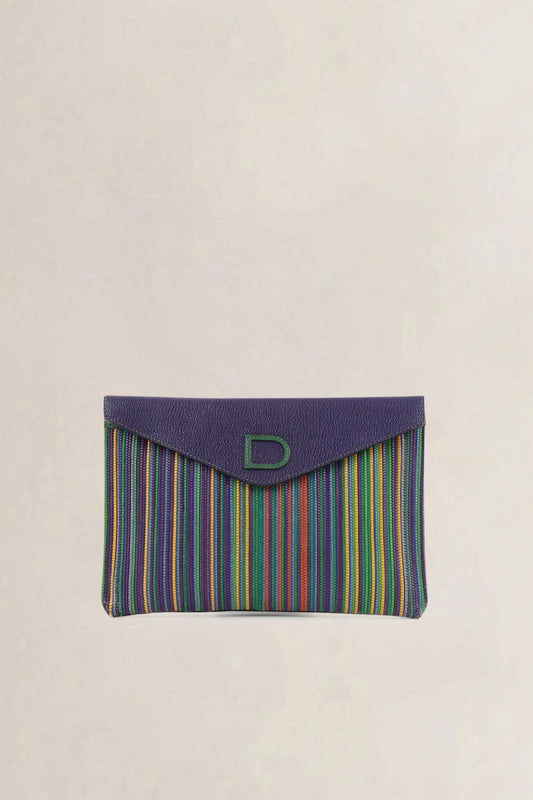 Delvaux Blue/Purple/Green Toile De Cuir Clutch