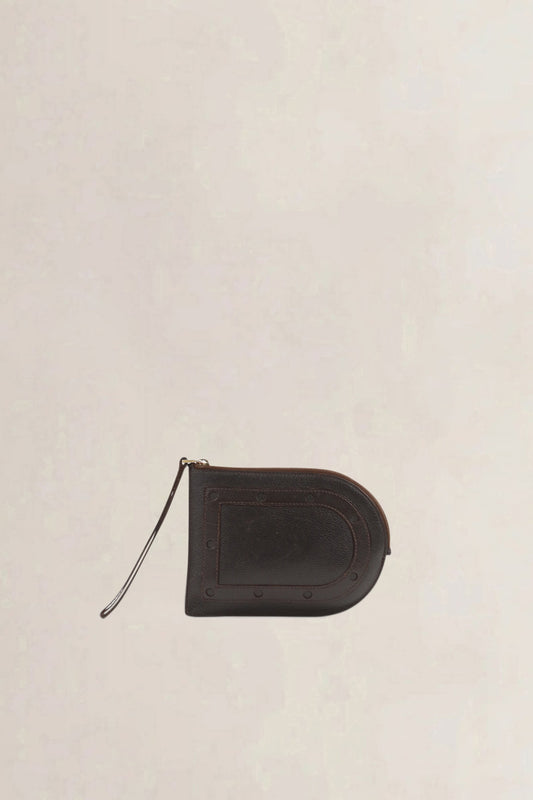 Delvaux Pin D Zip Wallet brown Taurillon — preloved