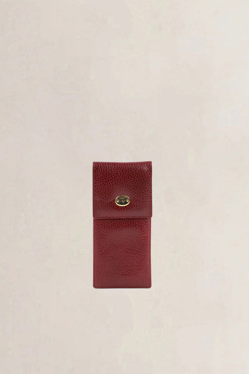 Étui à lunettes Christian Dior en cuir bordeaux