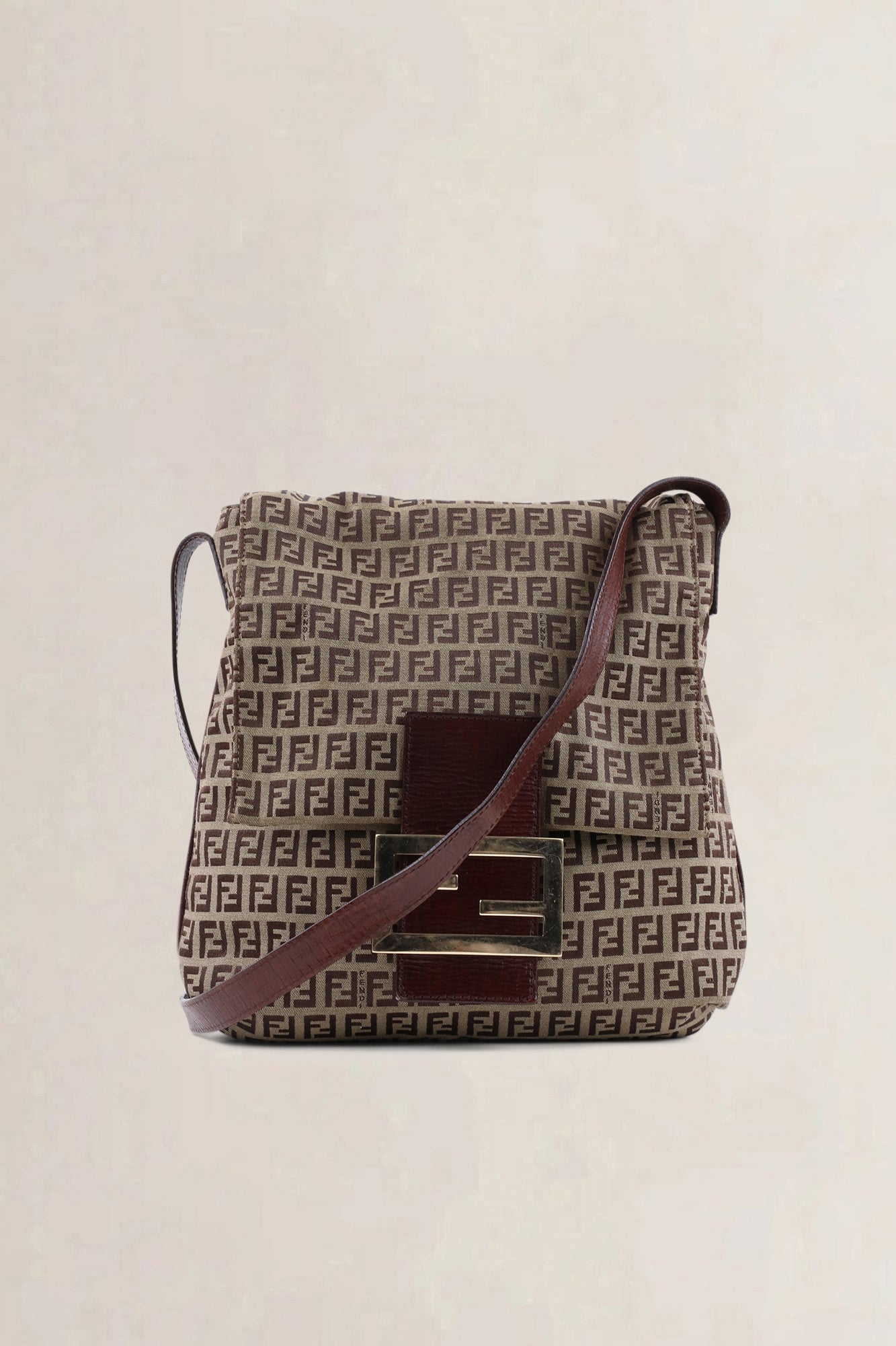 Fendi Brown Zucchino Baguette Crossbody Bag