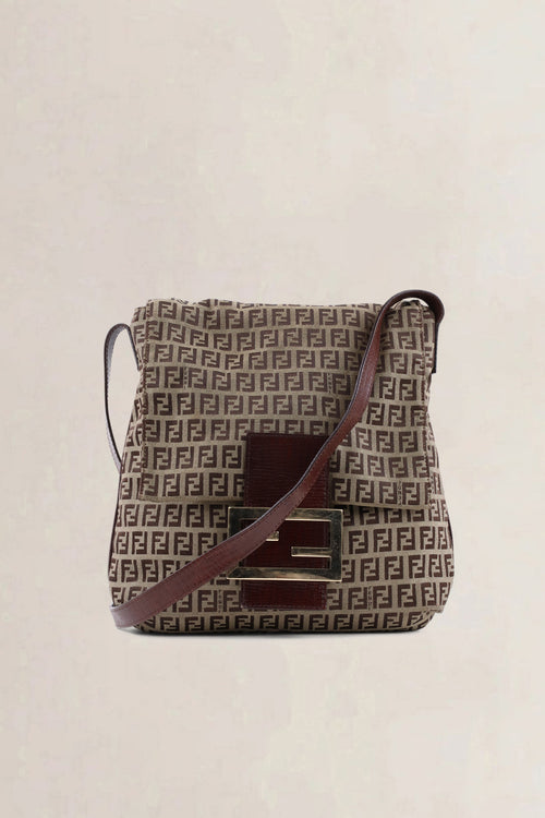 Fendi Brown Zucchino Baguette Crossbody Bag