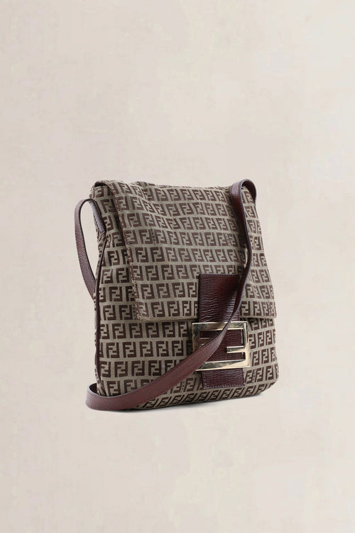 Fendi Brown Zucchino Baguette Crossbody Bag