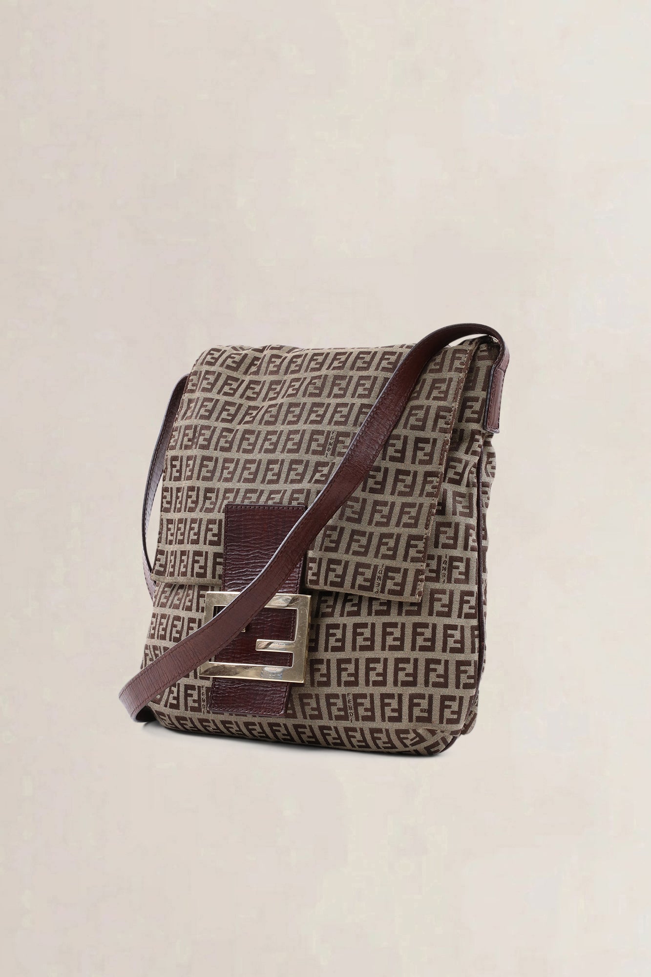 Fendi Brown Zucchino Baguette Crossbody Bag