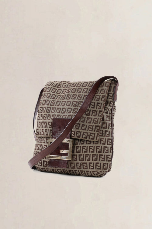 Fendi Brown Zucchino Baguette Crossbody Bag
