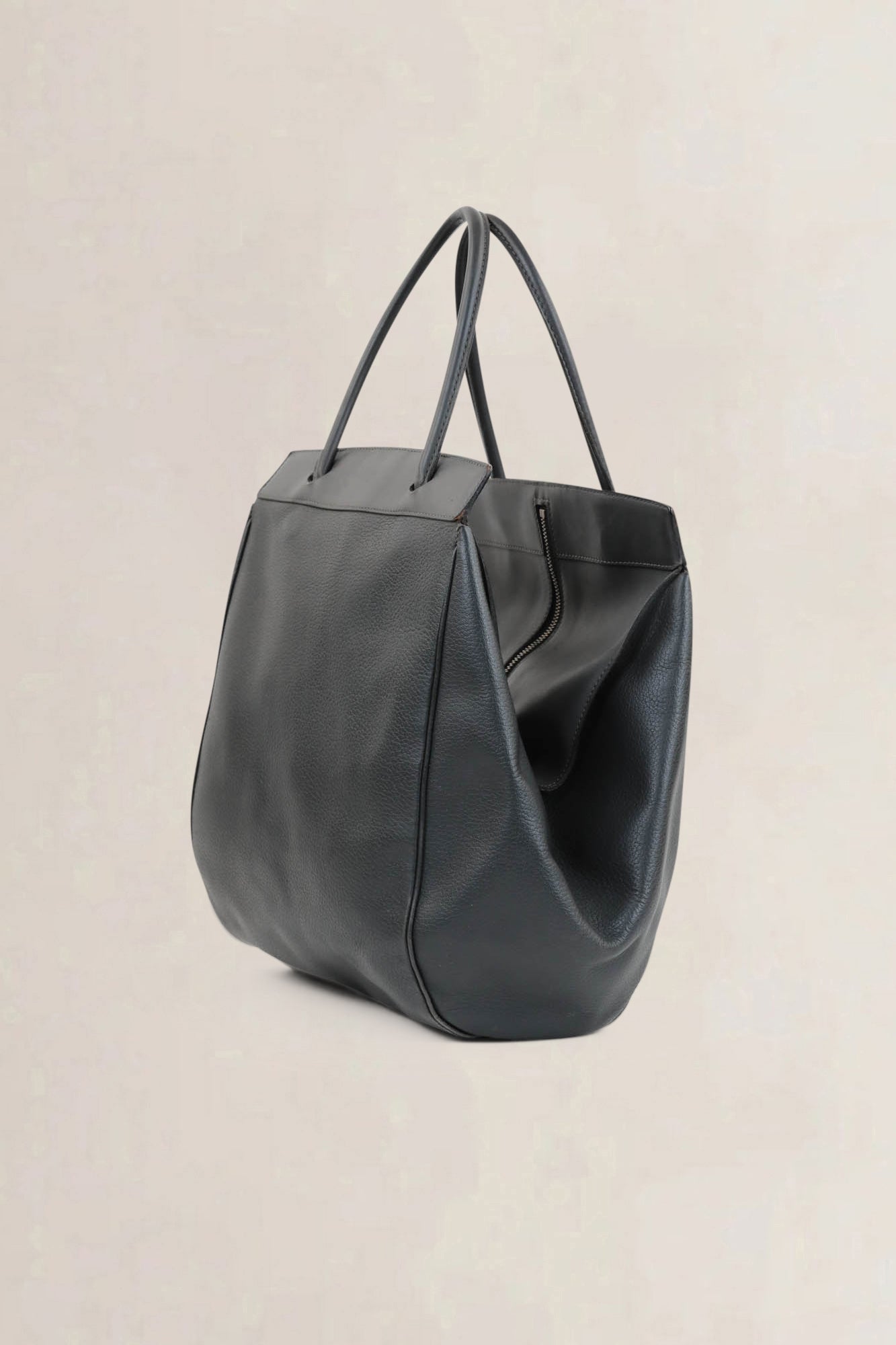 Deux De Delvaux Grey Baladin Top Handle Bag