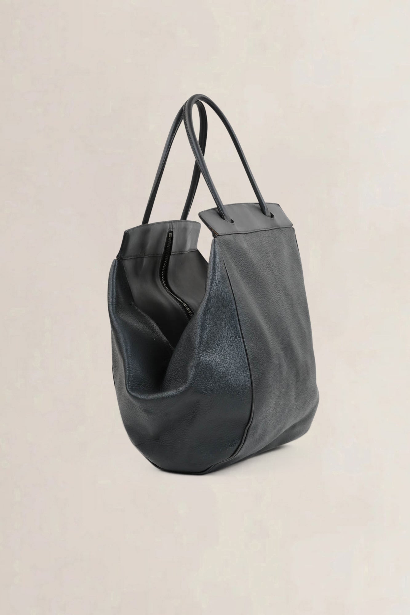 Deux De Delvaux Grey Baladin Top Handle Bag