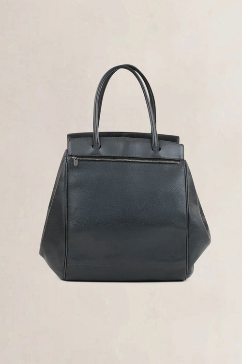 Deux De Delvaux Grey Baladin Top Handle Bag