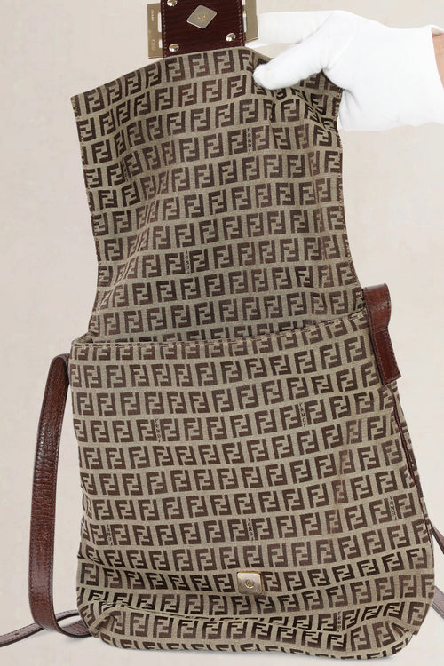 Fendi Brown Zucchino Baguette Crossbody Bag