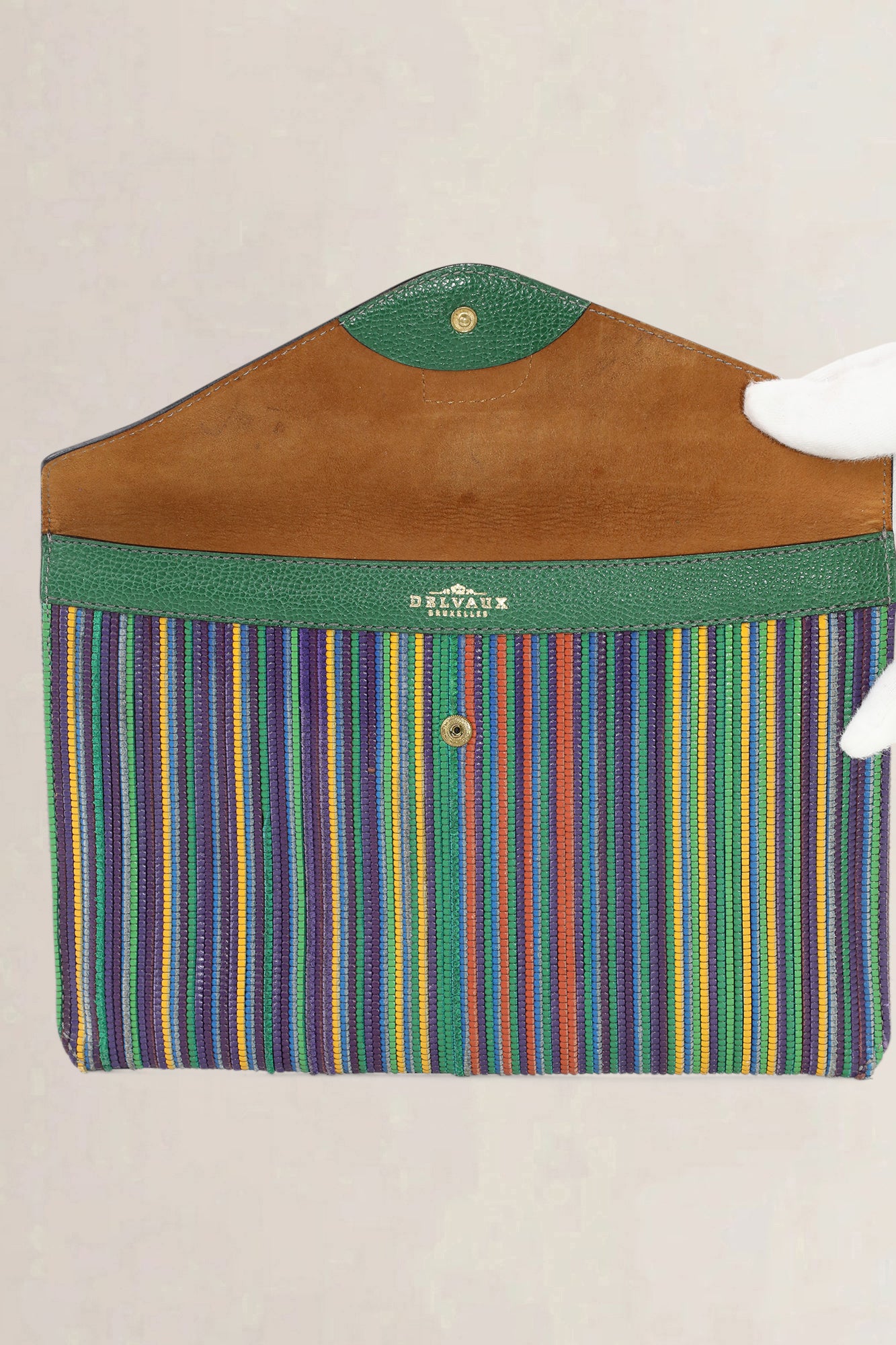 Delvaux Blue/Purple/Green Toile De Cuir Clutch