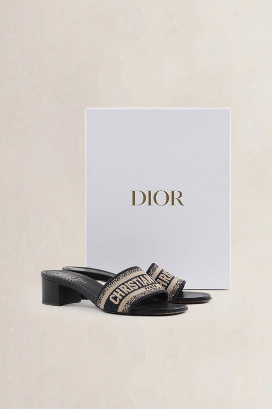 Christian Dior Blue Dway Heeled Slide