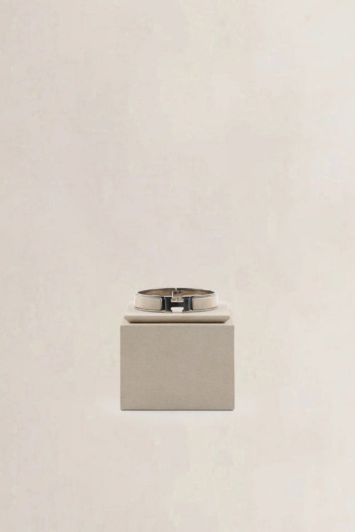 Hermès White Clic H Silver  Bracelet